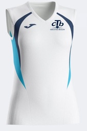 Camiseta sin mangas mujer blanco y azul